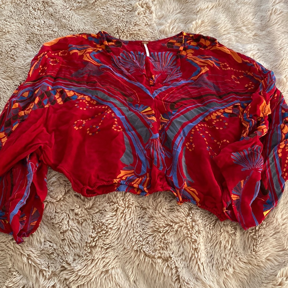 Red free people blouse
